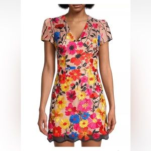 MILLY | Atalie Floral Mesh Embroidered Dress